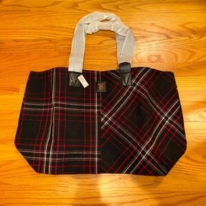 BRAND NEW Victoria’s Secret Plaid Tote Bag with Zipper